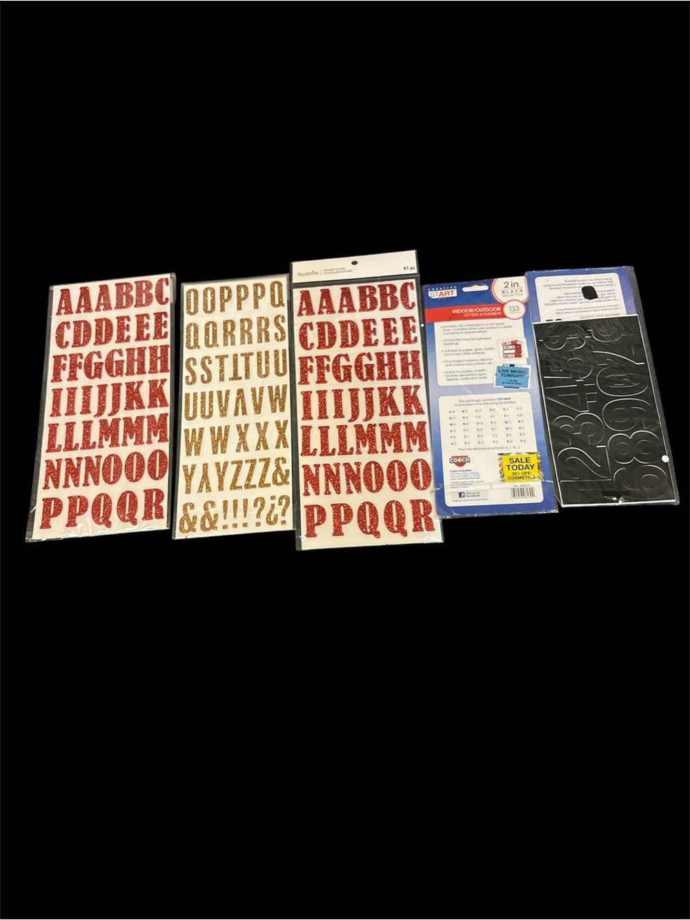 Gold and Red Glitter Alphabet Stickers - Home Party Supplies